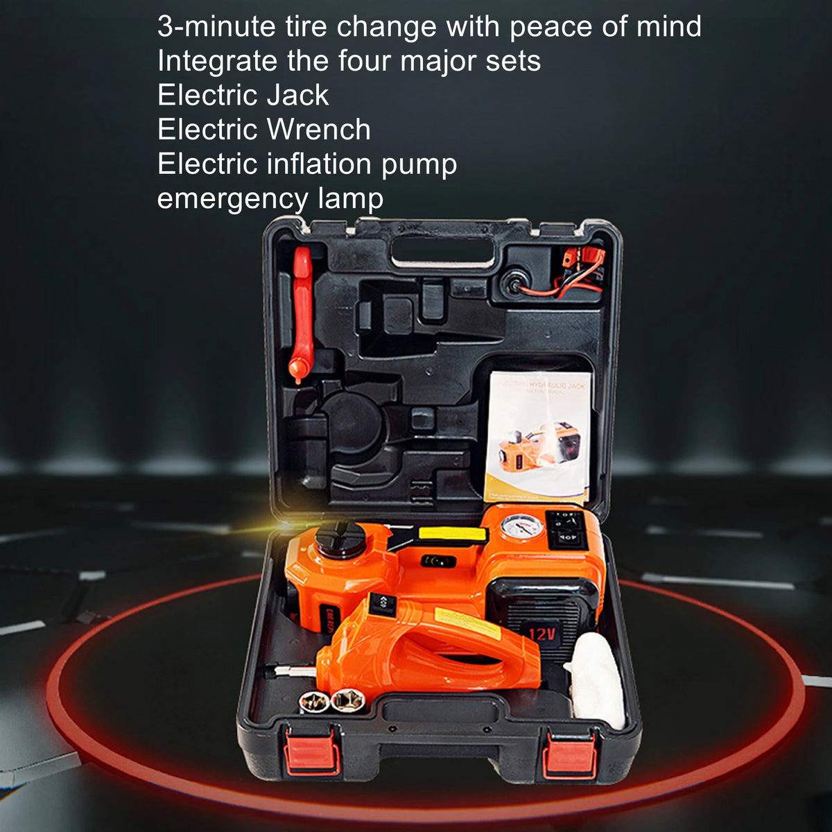 12V multifunctional electric hydraulic jack for vehicles, car repair tools, horizontal inflation pump, electric wrench