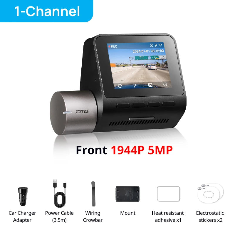 70mai Dash Cam A510 1944P HDR GPS ADAS 4G Connectivity 70mai 4G Front Cam A510 Car DVR 24H Parking Support Rear Cam Car Mobile World