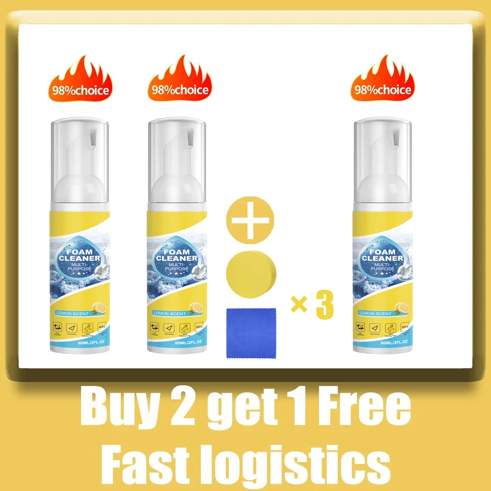 Multipurpose 2-in-1 Foaming Car Seat Cleaner Fabric Stain Eliminator removes tough grime without full washing