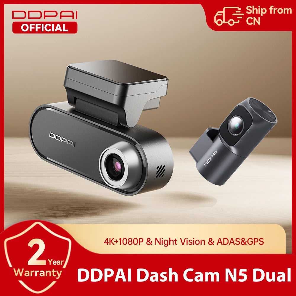 DDPAI N5 Dual Dash Cam 4K Front and Rear Dash Camera Car DVR NightVIS ADAS GPS Dashcam Vehicle AUTO Video Recorder Car Mobile World