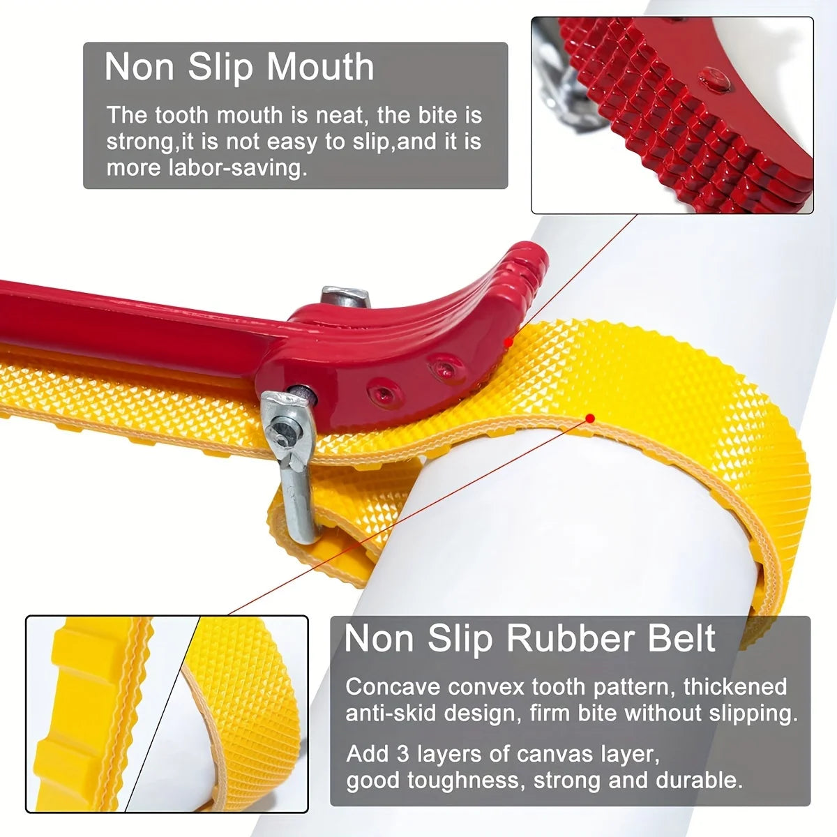 8/12 Inch Adjustable Belt Wrench Oil Filter Puller Removal Tool Strap Spanner Wrench Chain Wrench Strap Opener Disassembly Tool