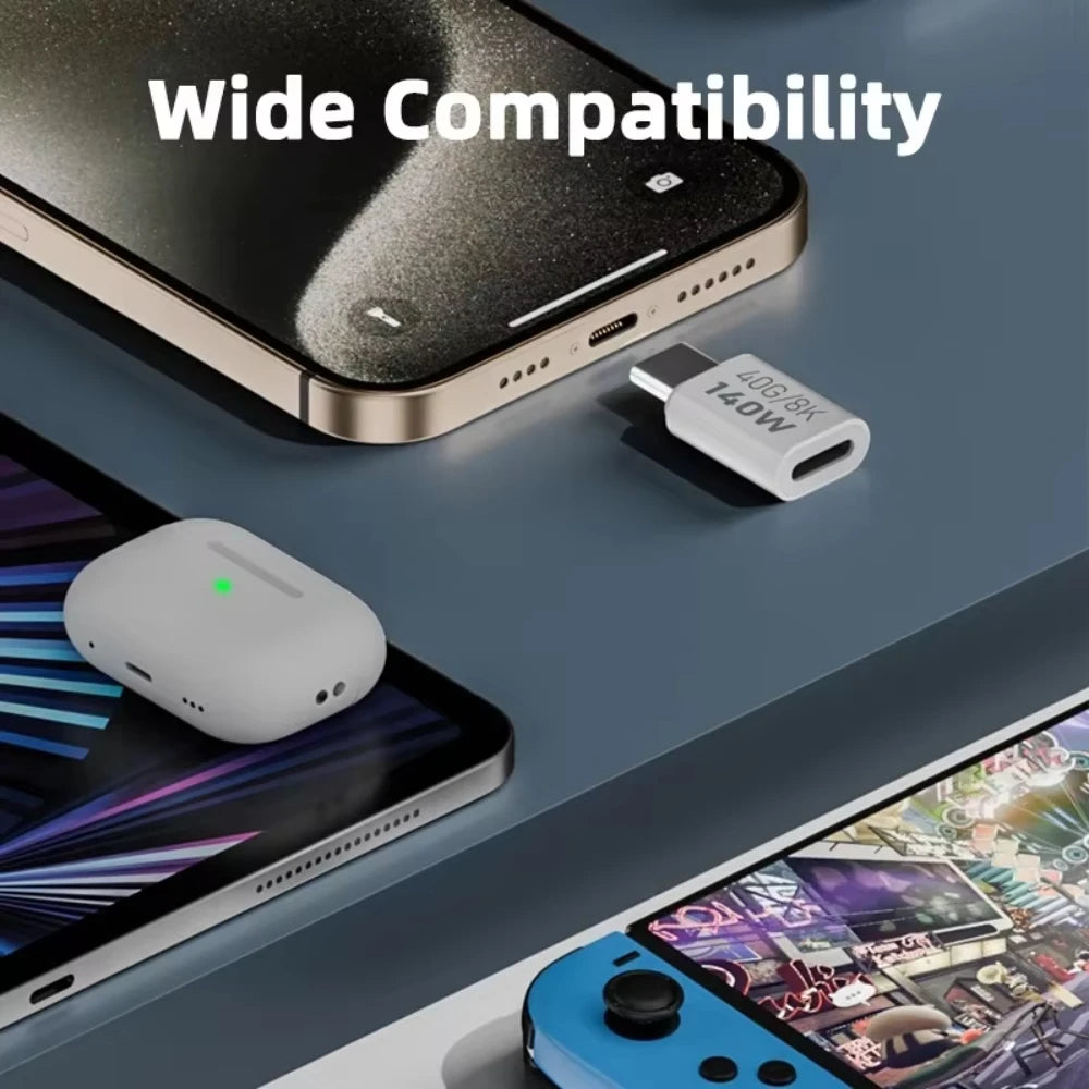 NNBILI 140W 40Gbps OTG Type C Adapter 90 Degree USB C to Type C Fast Charging USB3.1 Data Transfer Adapter For iPhone 15 Macbook
