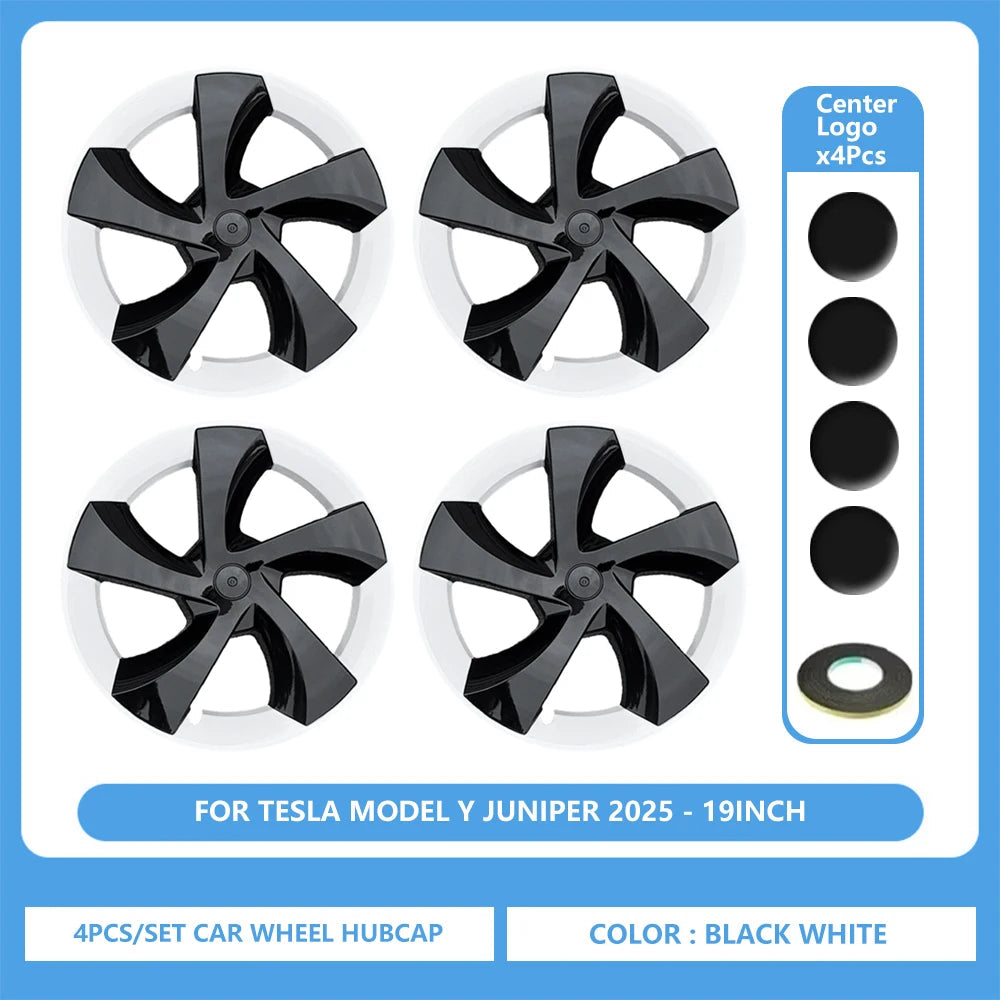 4PCS 19Inch Hub Cap for Tesla Model Y Juniper 2025 Performance Wheel Hubcap Right&Left Wheel Cap Full Rim Cover Car Accessories CM World