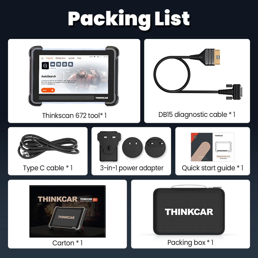 THINKCAR THINKSCAN 672 OBD2 Scanner CAN FD OBD2 Tool Bi-directional Control Full System Diagnosis 28 Resets Free for Life Car Mobile World