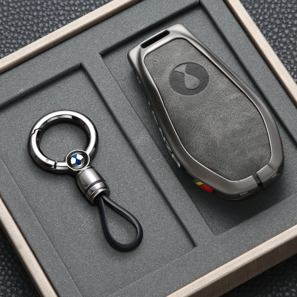Car Key Case Cover for Denza N9 Smart Remote Key Protector Leather Car Key Case Cover Keychain Zinc Alloy Interior Accessories CM World