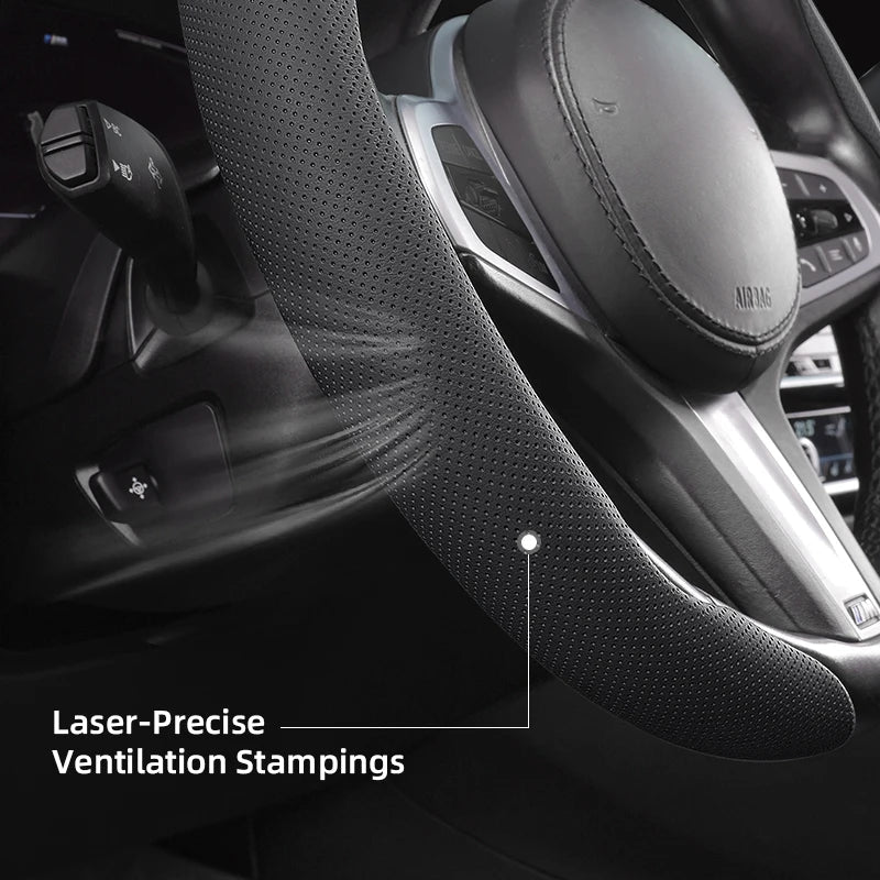 Suitable for Honda's Breathable Holes Leather Steering Wheel Cover Segmented Quick Release Design Non-Slip and Durable Civic Fit 8Th Gen 8 City Accord 9 10 Vezel Freed Breeze 7 Jade Shuttle Xrv Crosstour Insight Stream CM World