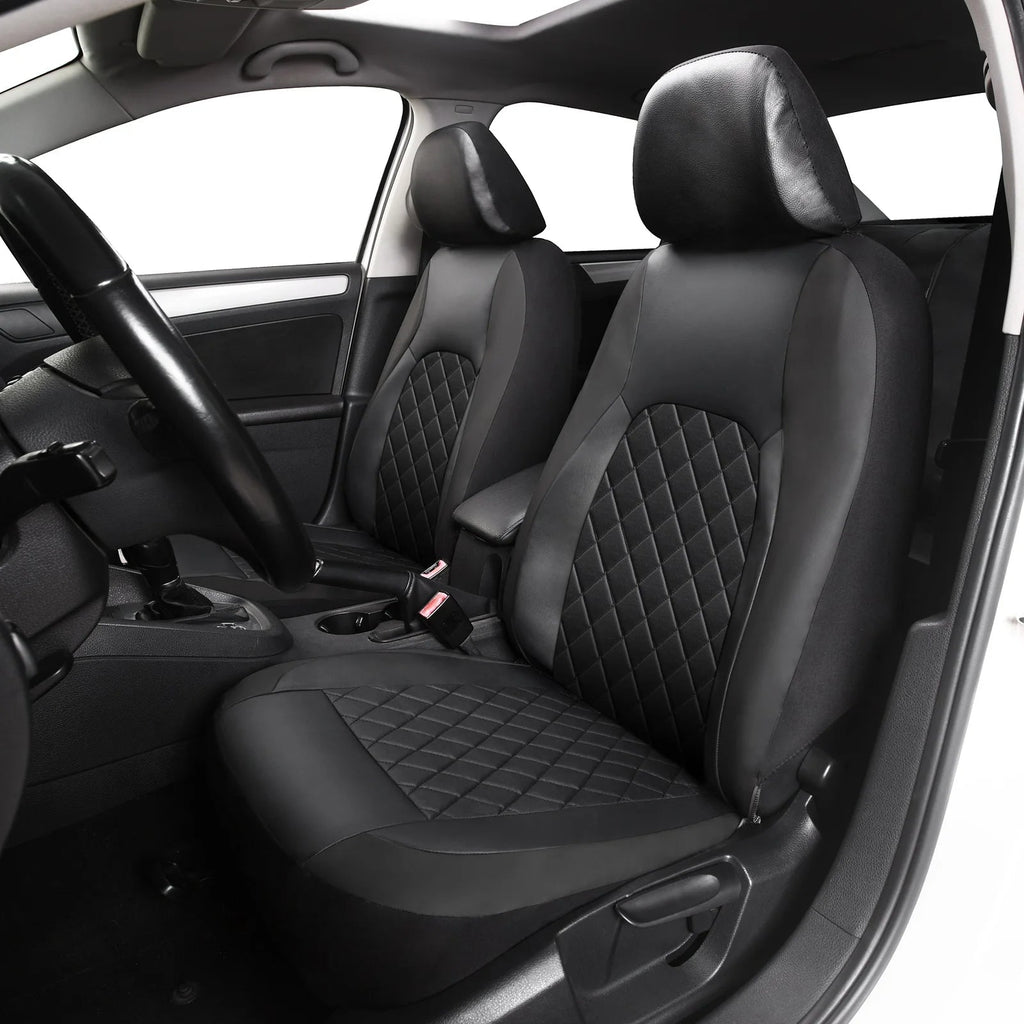 Universal Faux Leather Car Seat Covers Full Set – Includes Front Seats and Rear Bench, Fits Most SUVs and Trucks CM World