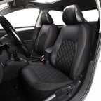 Universal Faux Leather Car Seat Covers Full Set – Includes Front Seats and Rear Bench, Fits Most SUVs and Trucks CM World