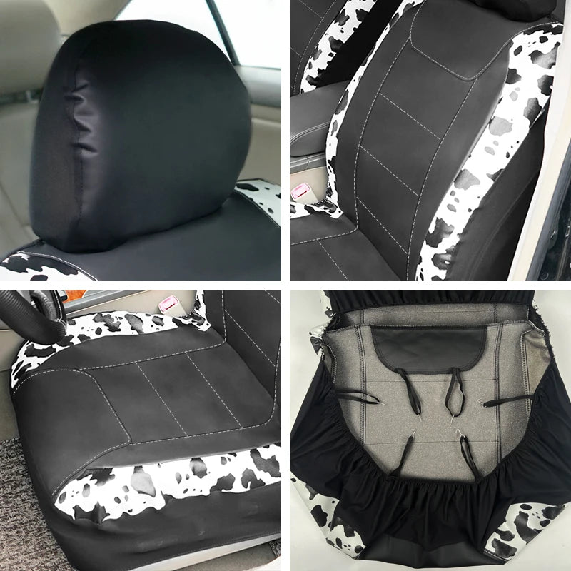 AUTOKING Cow Print Leather Seat Covers Fit For Most Car SUV Truck Van Universal Car Seat Covers Car Accessories Interior CM World