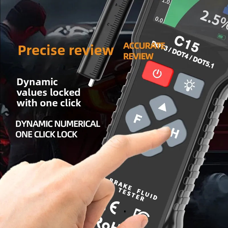 Car Brake Fluid Tester Automotive Moisture Analyzer 360° Bendable Probe Color Screen for Vehicle Care