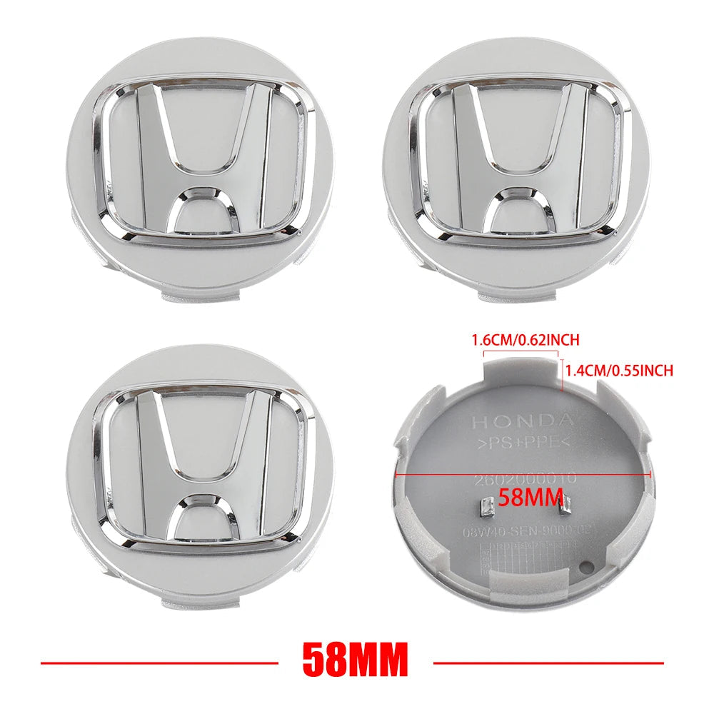 4pcs 58/69mm Car Wheel Center Hub Caps Accessories For Honda Type R Type S VTEC DOHC Modulo Vezel Legend Si RR Insight CM World