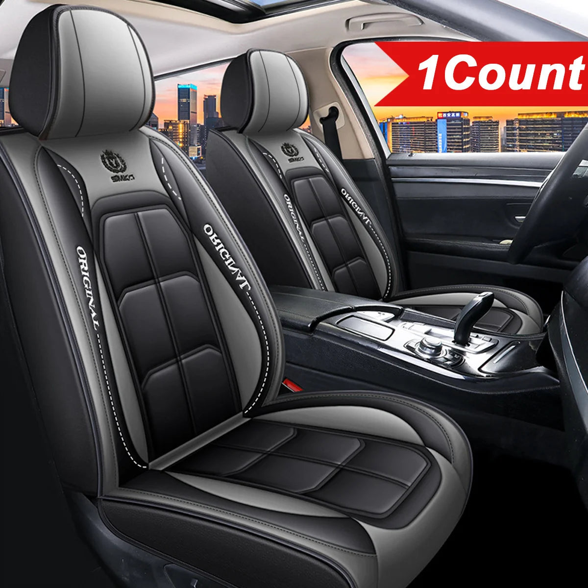 1pc Car Front Driver Seat Cover Premium PU Leather Auto Seat Cushion Full Wrap Protection Non-Slip Seat Cover