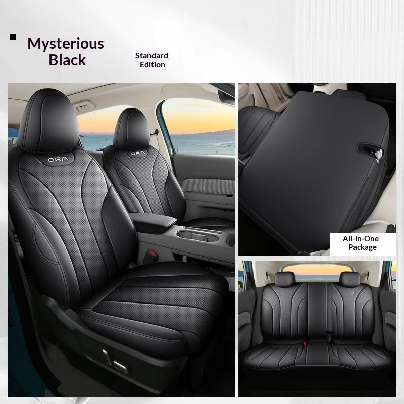 Designed Exclusively for the ORA 5, PU Leather Car Seat Cover, Breathable, Anti-Slip, Airbag Compatible, Full Set Car Seat Cover