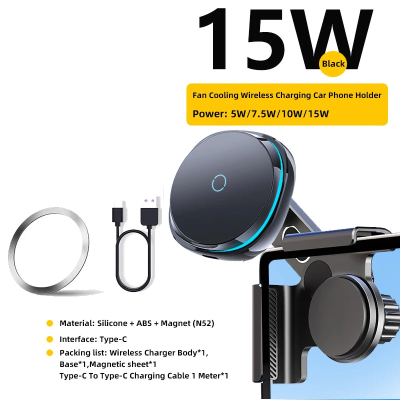 TEEQ For Tesla Model Y Junipe 2025 Model 3 HIGHLAND 2024 Cybertruck BYD Seal Car Phone Mount Holder 15W Magnetic Wireless Charge CM World