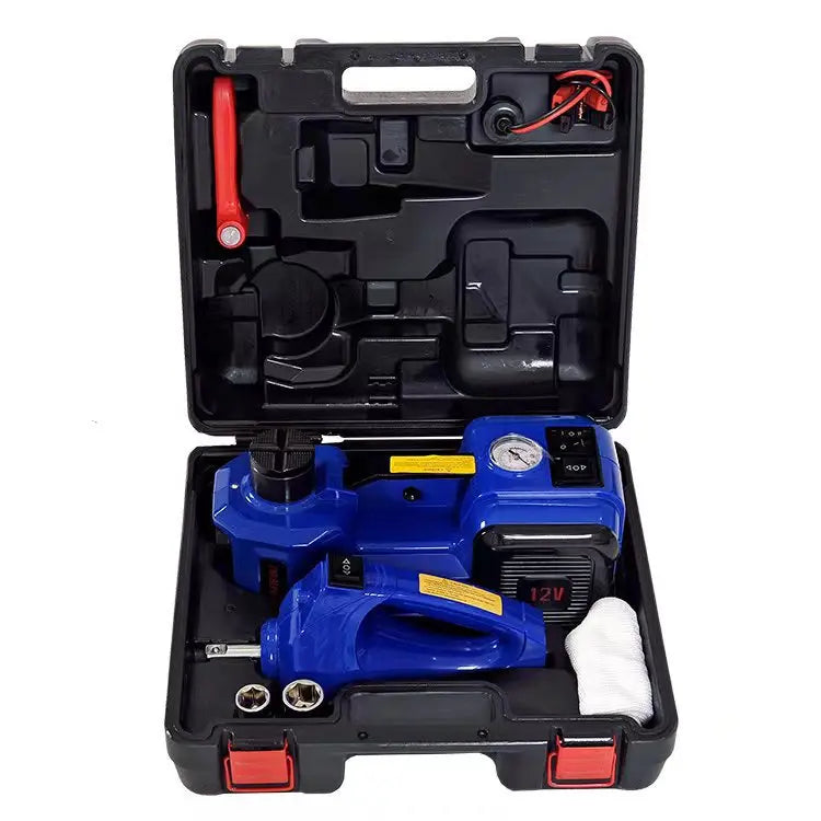 4 in 1 Electric Hydraulic Car Jack Kit 12V 5Ton Electric Jack With Impact Wrench Tire Inflator Repair Lift Tool CM World