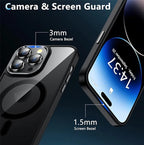 Clear Black Magnetic Case for iPhone 17 16 15 14 Pro Max Plus 13 12 Mini 11 with Screen Protector Lens Protector Mobile Cases Car Mobile World