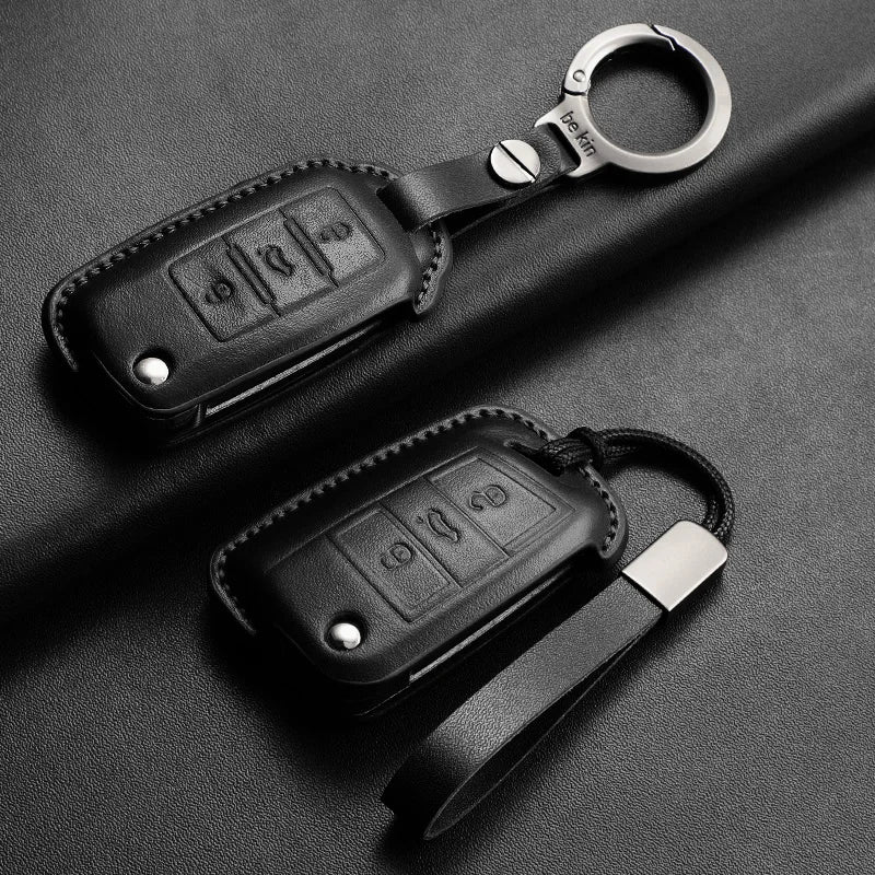 Leather Cars Key Case Cover Shell For Polo Golf7 MK7 Tiguan Passat Golf Jetta Lavida Car Remote Key Case Shell Garnish Accessory