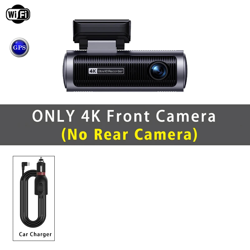 Dual Lens 4K+4K Dash Cam Recording Car Camera DVR Night Vision Video Recorder Built-In 5G Wi-Fi Support GPS Dashcam 24H Parking