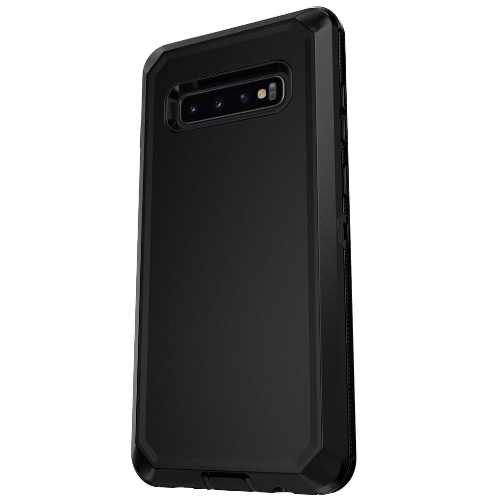 Black For Samsung Galaxy S10+ Plus S10 S10E Case Heavy Duty Shockproof Hard Protective Rugged Hybrid 3in1 Layers Phone Cover Car Mobile World