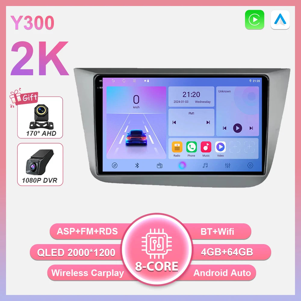 Android 16 Car Radio Autoradio For Seat Altea XL Toledo 2004-2015 Multimedia Player GPS Navigation Wireless Carplay Auto WIFI BT