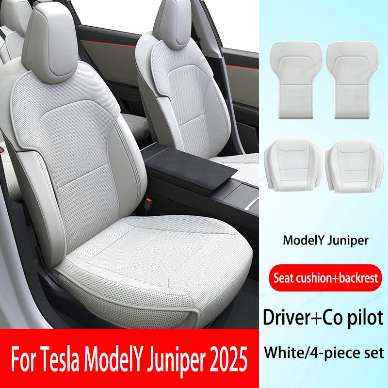 For Tesla ModelY Juniper 2025 PU Seat Cushion Ventilation Comfortable, Four Seasons Universal Split Single Sitting Back row Set CM World