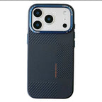 Matte Carbon Fiber Texture Magnetic Case For iPhone 17 16 15 Pro Max Wireless Charging Alloy Lens Shockproof for MagSafe Cover