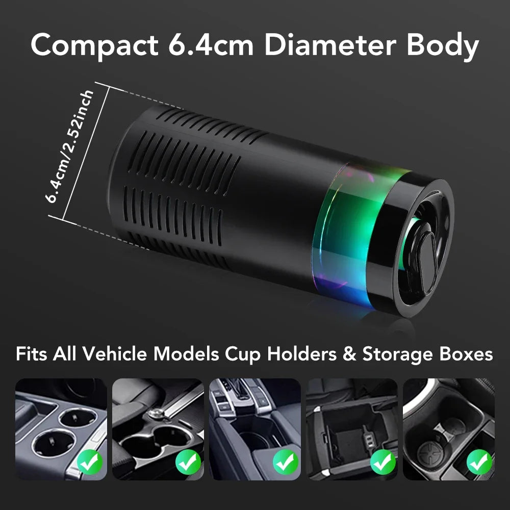 Mini Car Air Purifier Negative Ion Ionizer Odor Eliminator for Smoke Pet Smell Aroma Ambient Light Air Freshener Car Mobile World