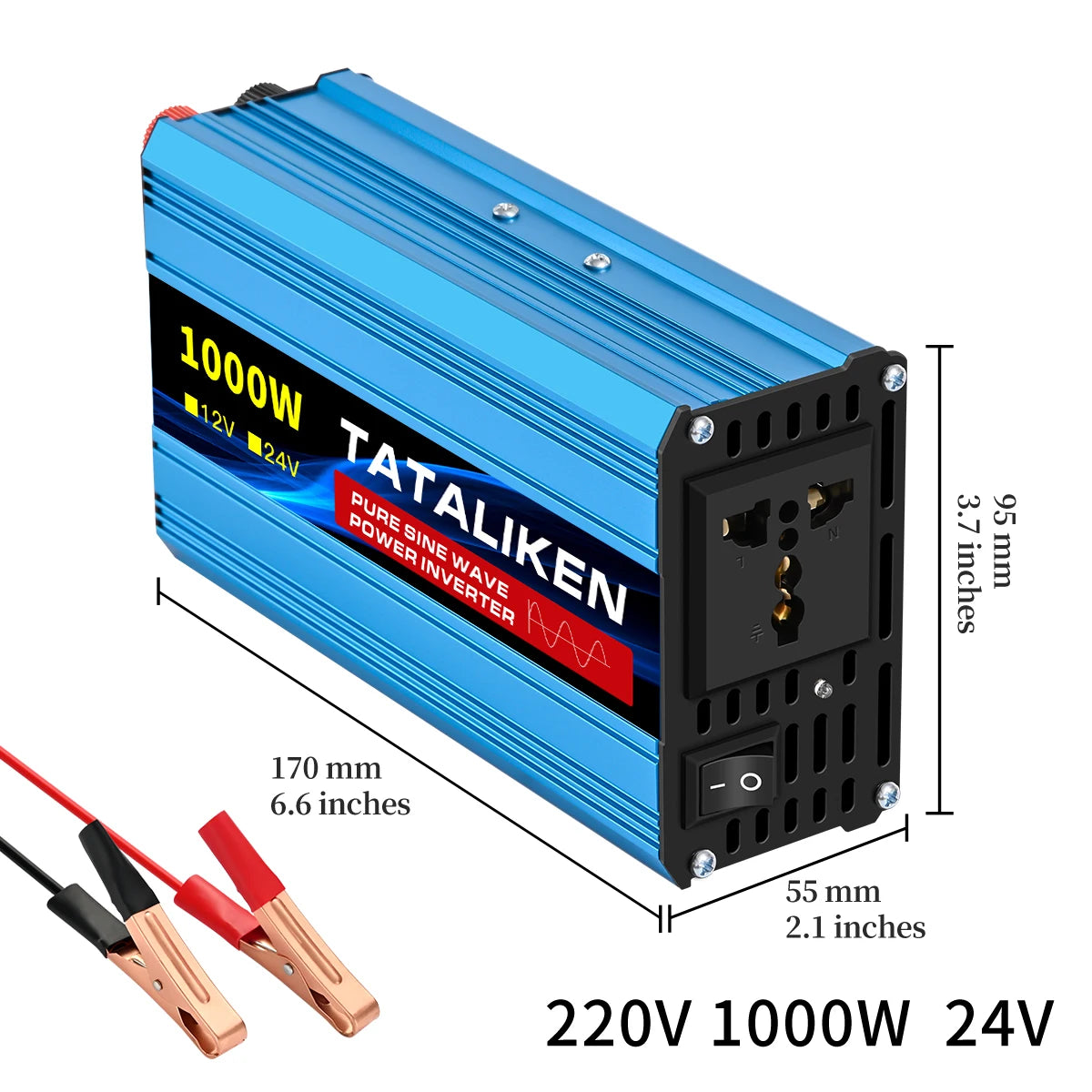 Pure Sine Wave Inverter 1000W-4000W DC 12V and 24V to AC 220V 50hz Power Inverter Charger  Adapter Universal Socket CM World