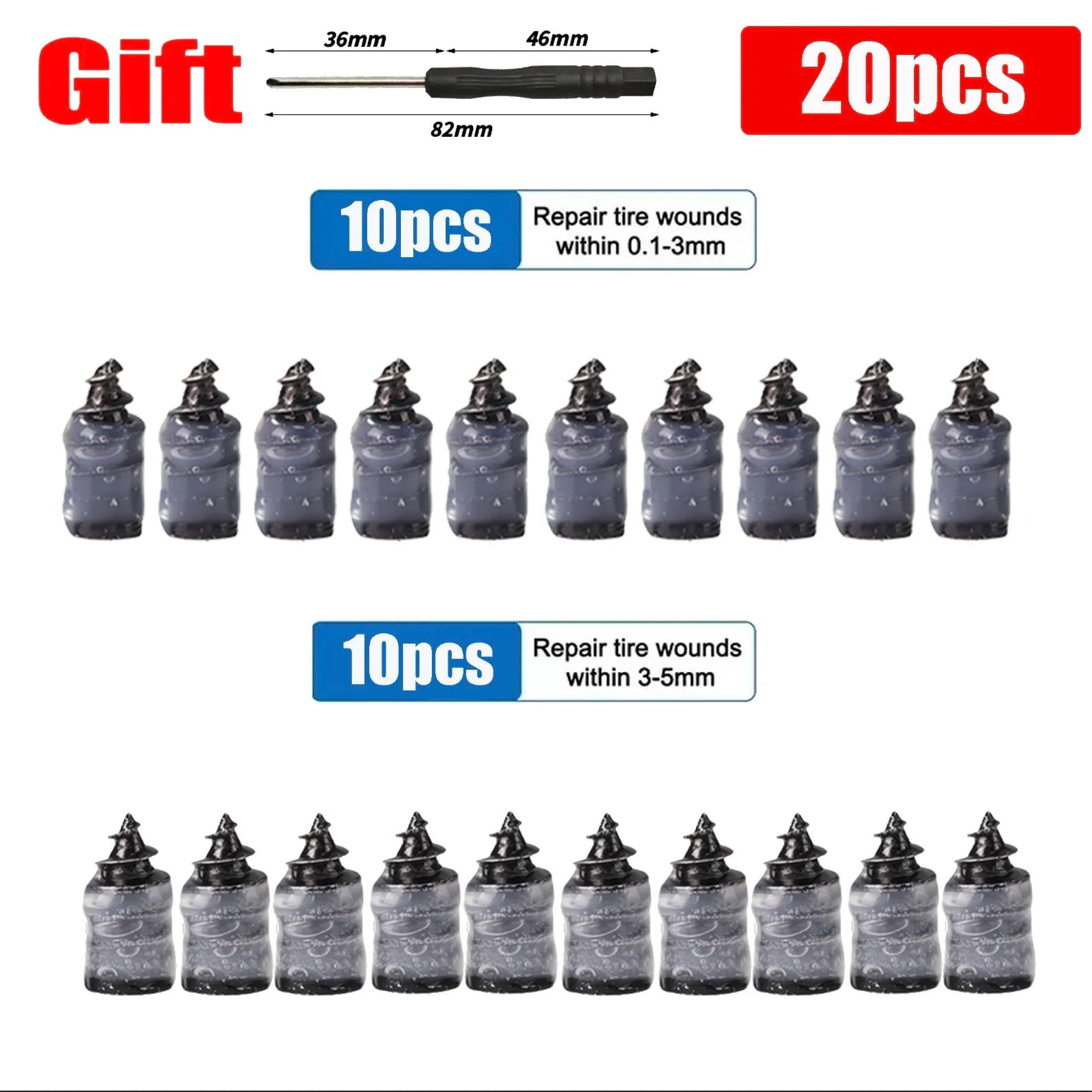 Car Tyre Repair Rubber Nail Car Wheel Punctures Screws Car Tire Repair Kit Car Motorcycle Tire Puncture Repair Screws Tool CM World