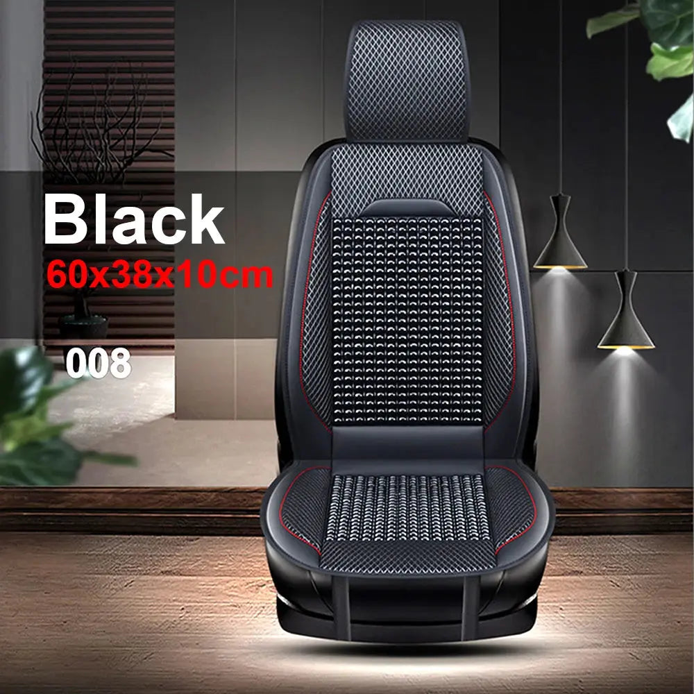Universal Car Seat Covers Breathable Summer Cooling PU Leather Auto Front Seat Cushion Protector Beads Bamboo Seat Covers Car Mobile World