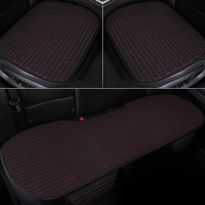 3pcs Universal Size Breathable Non Slip Car Seat Cover Front Seat Protector Cushion Linen Fabric Auto Interior Accessories CM World