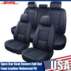Car Seat Covers Full Set 5-Seats Waterproof Faux Leather Car Seat Cushion Protector Universal Fit for Most Cars SUVs Sedan