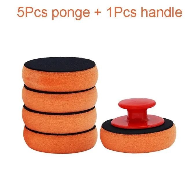 4 Inch Car Wax Applicator Pads Set with Red Handle Soft Sponge Applicators Foam Wax Pad for Polishing and Cleaning Cars CM World