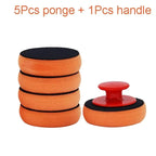 4 Inch Car Wax Applicator Pads Set with Red Handle Soft Sponge Applicators Foam Wax Pad for Polishing and Cleaning Cars CM World