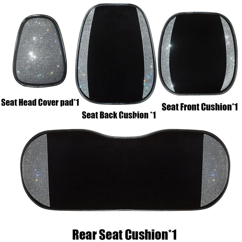 Universal Crystal Rhinestone White Diamond Car Interior Seat Covers Cushion Decoration For Women Ladies Gifts Auto Accessories CM World