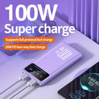 30000mAh Digital Display Power Bank  With LED Light Portable External Battery 100W High Speed Fast Charger For All Smart Phones