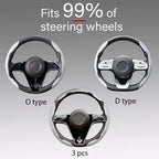 2/3PCS Laser Carbon Fiber Silicone Car Steering Wheel Cover 1K Micro Fiber Leather PVC Wheel Booster Cover Non-Slip Universal