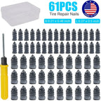 61x Car Tubeless Vacuum Tyre Puncture Repair Kit Screw Nails Tire Patch Plug Fix Tools With Screwdriver & Convenient Storage Box CM World