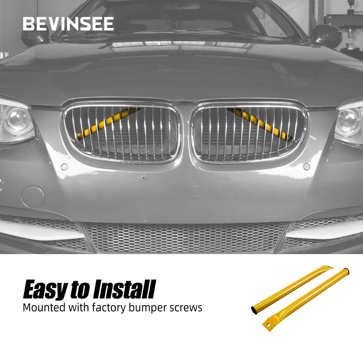 Steel V Brace Bars Front Grille Kidney Struts Braces for BMW E90 E91 E92 E93 323i 325i 328i 330i 335i 2006-2013, Car Accessories