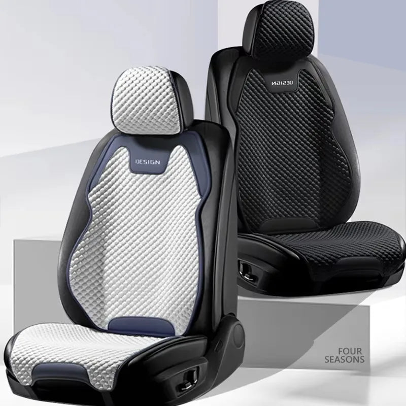 Universal Ice Silk Car Seat Cushion Breathable Seat Cover Sweat Absorption Cool Cushion Universal Split Single Sitting Rear Set Car Mobile World