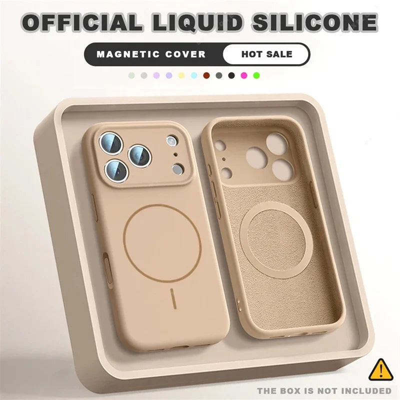 For Magsafe Liquid Silicone Phone Cases For iPhone 17 16 15 14 13 12 Pro Max 16 Plus Air Case Magnetic Wireless Charging Cover Car Mobile World