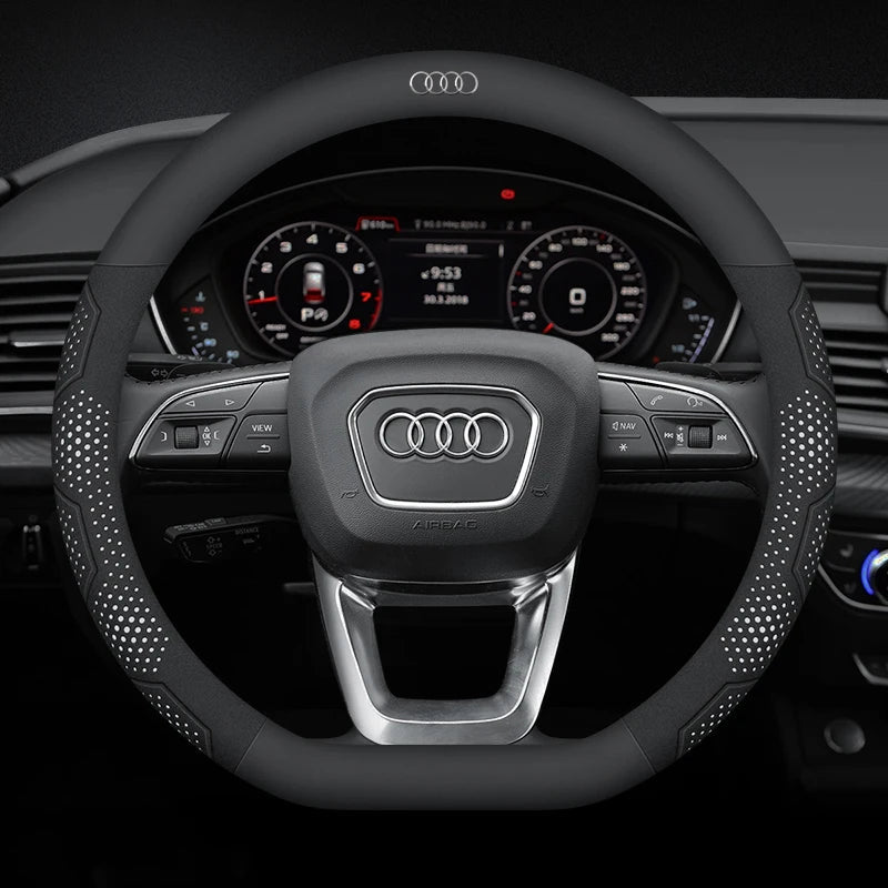 Carbon Fiber Steering Wheel Cover Anti-Slip for Audi SQ5 RSQ5 S3 S4 S5 S6 RS3 RS4 RS5 Q2 Q3 Q5 Q7 Q8 TT A1 A3 A4 A5 A6 A7 A8 CM World