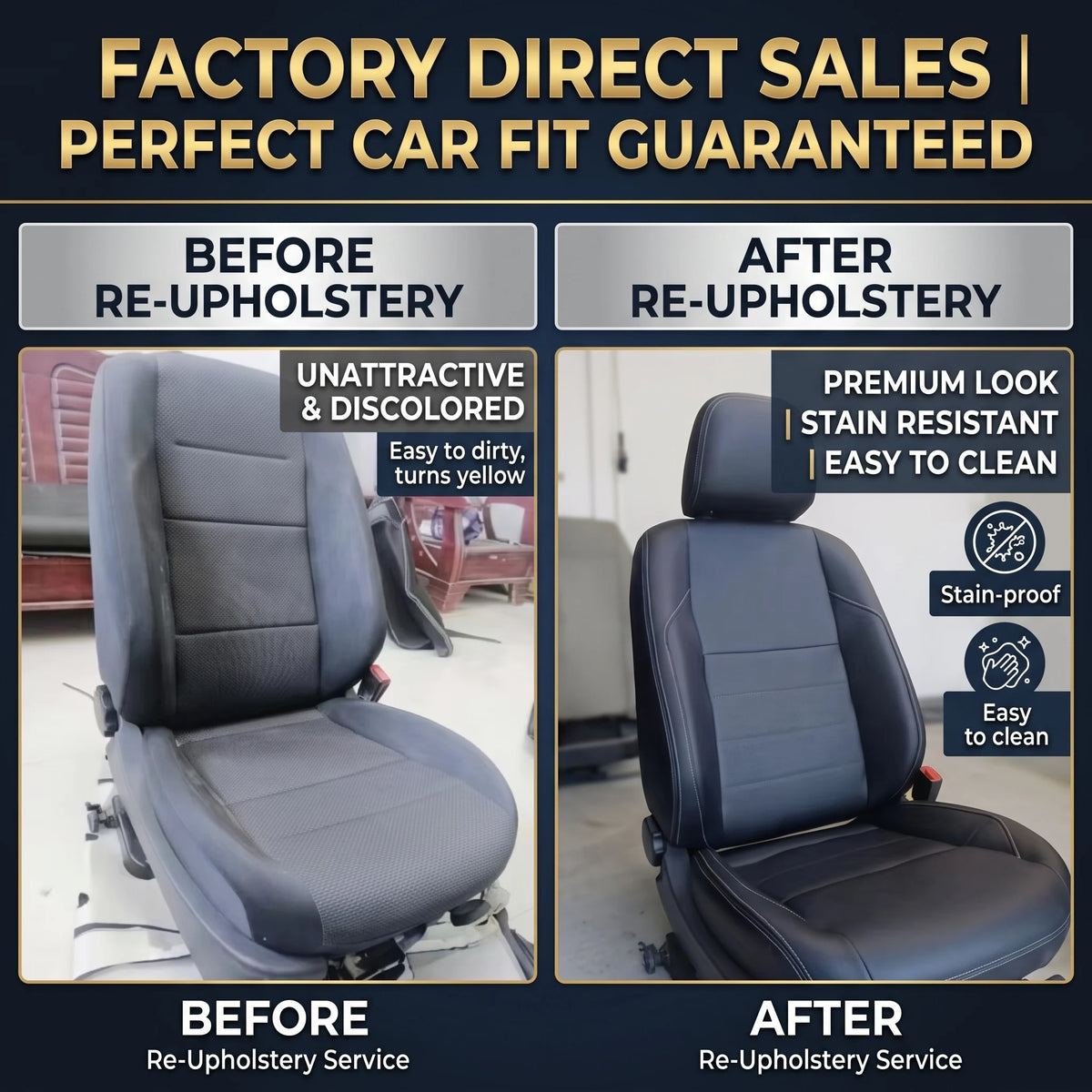 Custom Fit Car Seat Covers, PU Leather Replacement Reupholstery Kit For Toyota Mitsubishi Full Set Auto Interior Protective