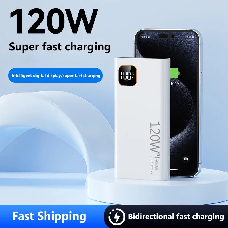 VIVO 120W Power Bank 500000mAh High Capacity Super Fast Charging Powerbank Portable Battery Charger For iPhone Samsung Huawei