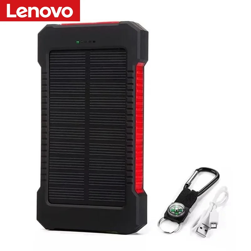 Lenovo 500000mAh Solar Power Bank Large Capacity Super Fast Charging Outdoor Portable External Battery for iPhone Huawei Samsung Car Mobile World