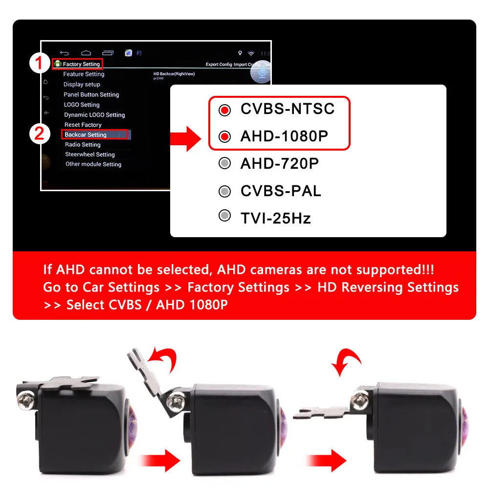 180 Degrees 1080P AHD CCD Universal Front Camera Without Parking Line Car Front View Camera Parking Camera Without Mirror
