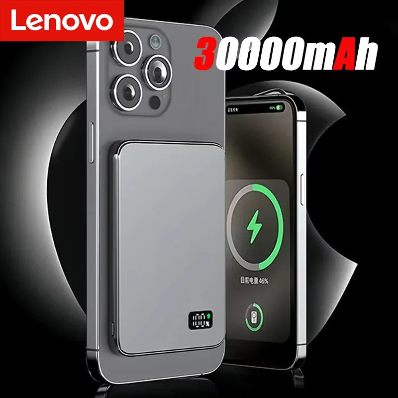 Lenovo 50000mAh Portable Magnetic Wireless Power Bank PD22.5W Super Fast Charging External Battery Magsafe For iPhone Samsung Car Mobile World