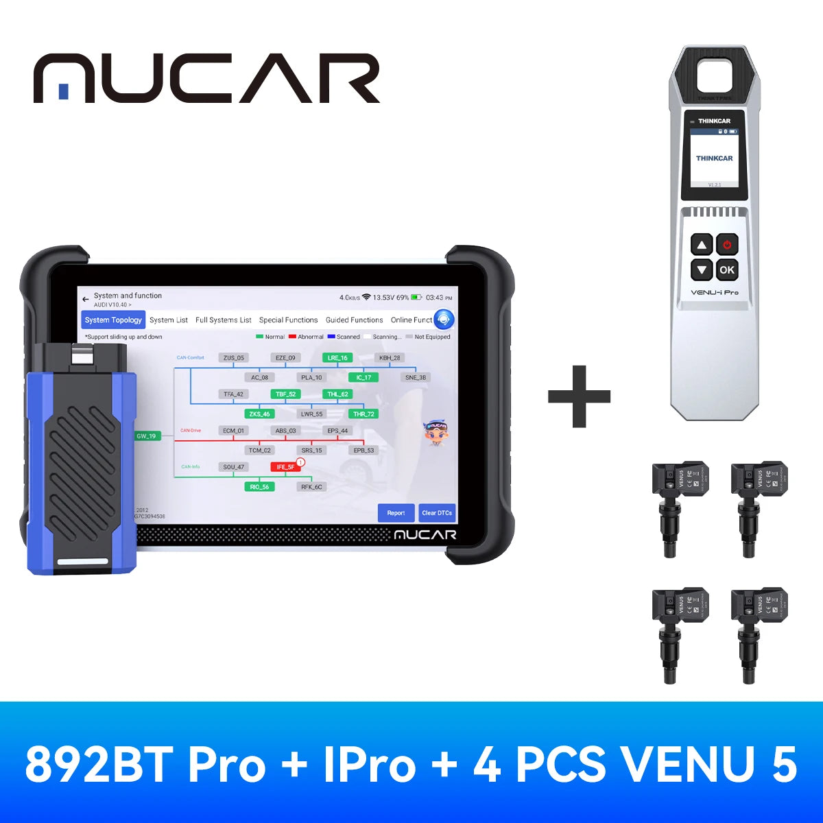 MUCAR 892BT PRO AI Key Programmer TKEY 101 Topology Automotive Diagnostic Tool J2534 Bidirectional Car Obd2 Scanner ECU Coding C