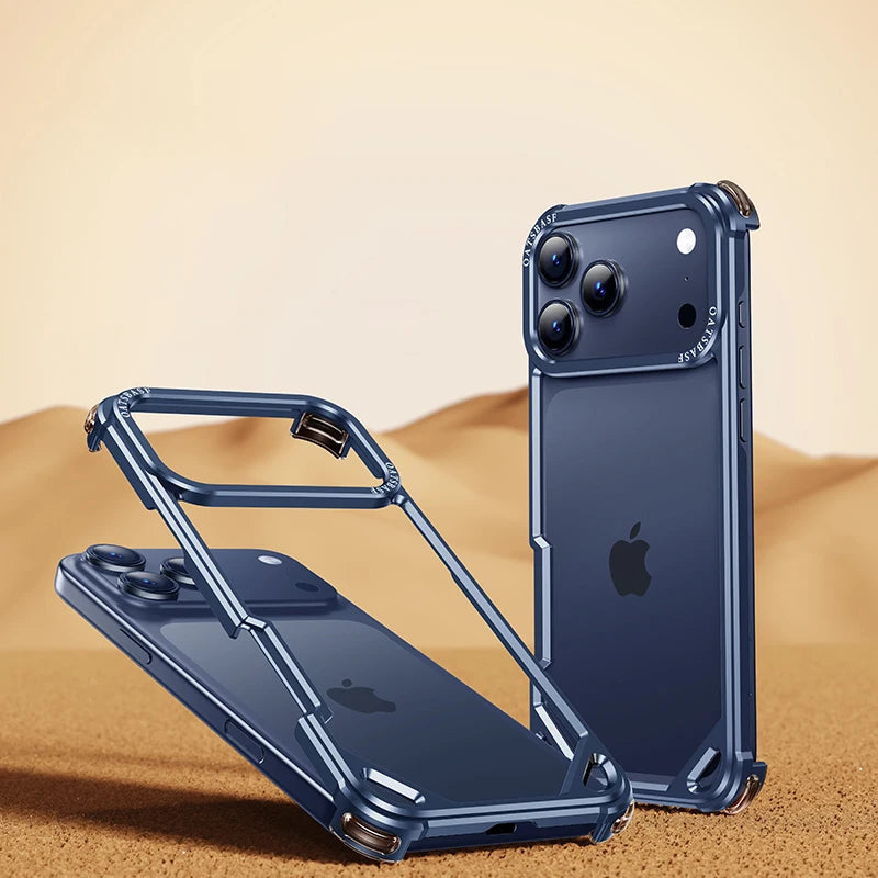 Eary for iPhone 17 Pro Max Air Phone Case Aluminum Alloy Metal Frameless Shell for Magsafe Minimalist Anti-Drop Protective Cover Car Mobile World