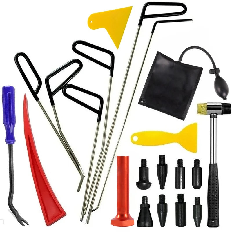 Car Body Dent Removal Crowbar Kit Auto Hail Dent Disassembly Repair Hooks Push Rods Tools for Automotive Workshop